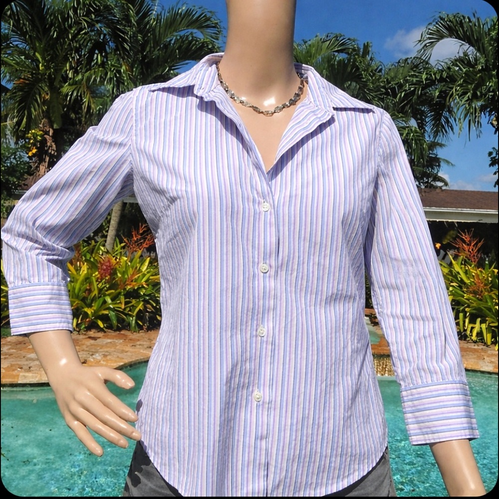 Classic Women's Lavender Stripe Button-Front Shirt J. Crew